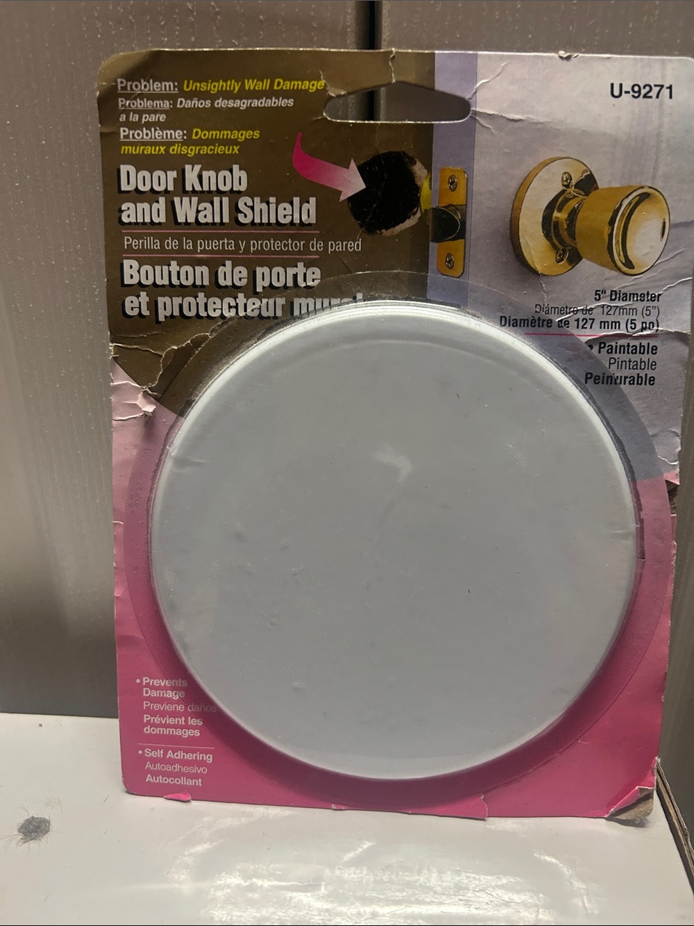 Door Knob and Wall Shield - White Protective Wall Shield